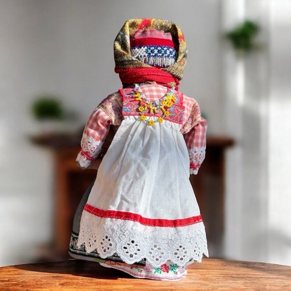 Handmade Other - Vintage handmade faceless traditional folk rag doll fabric beads necklace RARE